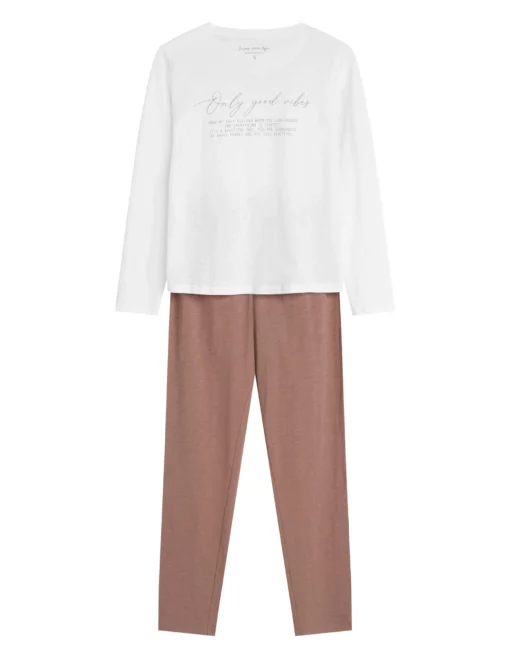 Piżama damska Henderson Ladies 43701 Delanie dusty rose długa bawełna - obrazek 6