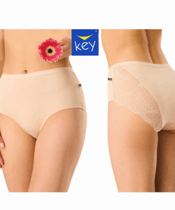 2-PACK Figi damskie KEY LPF-112 A25 beżowe bawełniane