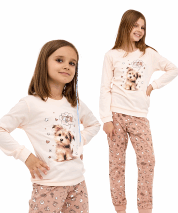 Piżama dziewczęca Cornette 592/193 Sweet Dog 134-164 ecri