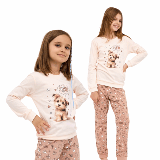 Piżama dziewczęca Cornette 592/193 Sweet Dog 134-164 ecri