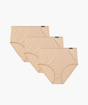 3-PACK Figi damskie Atlantic Maxi Basic 3BLP-585-BEŻOWY bawełniane