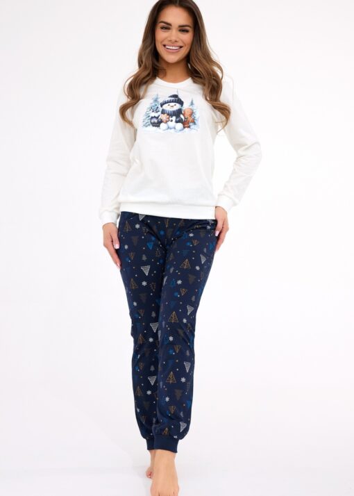Piżama damska Cornette 721/427 Snowy Day ecri długa bawełna WYPRZEDAŻ - obrazek 2