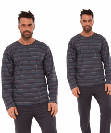 Piżama męska Cornette Various 138/57 grafitowa długa mix