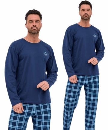Piżama męska Cornette 124/314 North granatowa długa bawełna