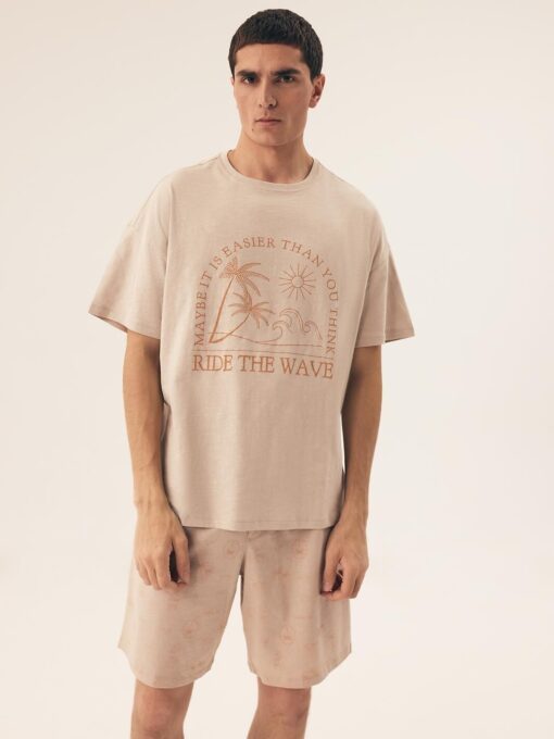 Piżama męska Henderson Core 42604 Sand nude bawełniana - obrazek 2