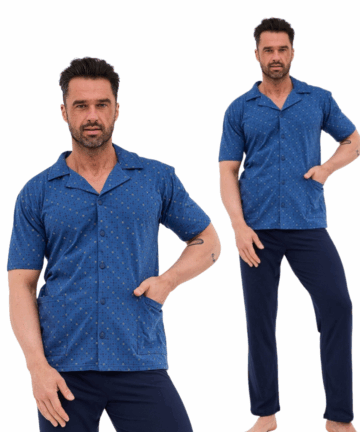 Piżama męska Cornette 318/57 jeans rozpinana krótka bawełna