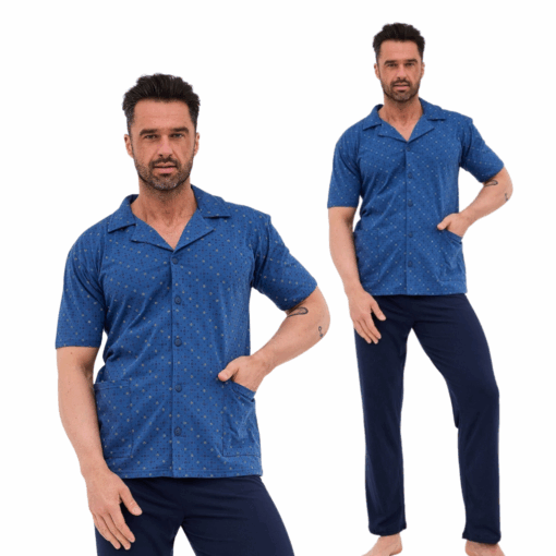 Piżama męska Cornette 318/57 jeans rozpinana krótka bawełna