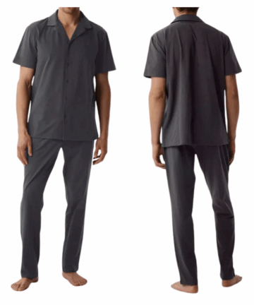 Piżama męska Atlantic BNMP-002-SZARY krótki rękaw długie spodnie zapinana