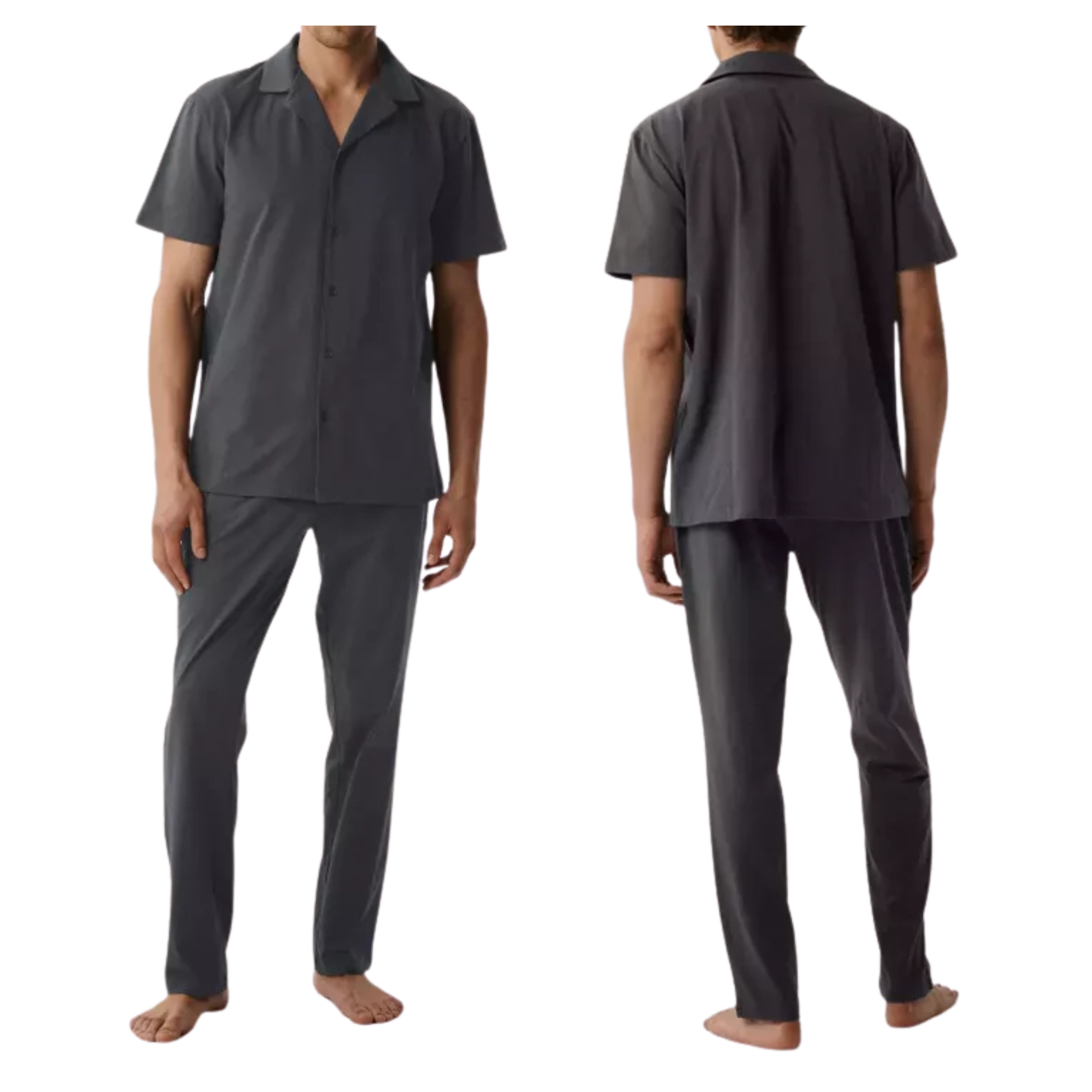 Piżama męska Atlantic BNMP-002-SZARY krótki rękaw długie spodnie zapinana