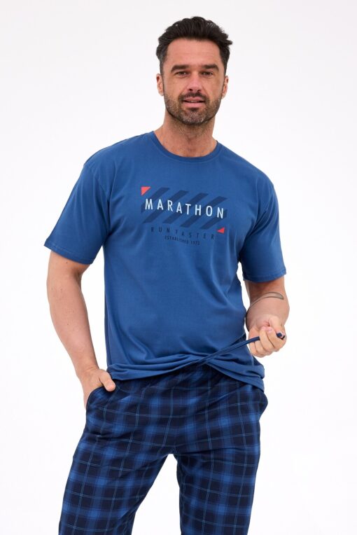 Piżama męska Cornette 462/302 Marathon 2 jeans krótka bawełna - obrazek 2