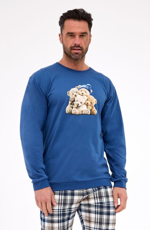 Piżama męska Cornette 115/292 Bears długa jeans bawełna - obrazek 2