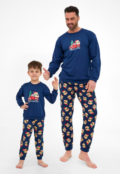 Piżama męska Cornette 115/290 Teddy 2 Christmas długa bawełna granatowy - obrazek 3