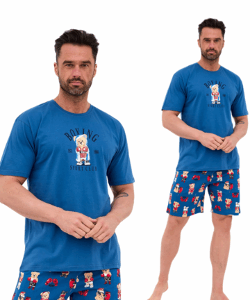 Piżama męska Cornette 326/296 Boxer jeans krótka bawełna