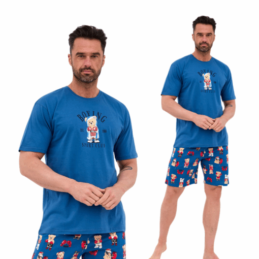 Piżama męska Cornette 326/296 Boxer jeans krótka bawełna