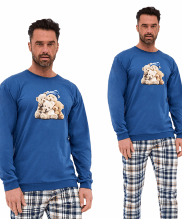 Piżama męska Cornette 115/292 Bears długa jeans bawełna