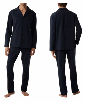 Piżama męska Atlantic BNMP-001-GRANATOWY długa rozpinana