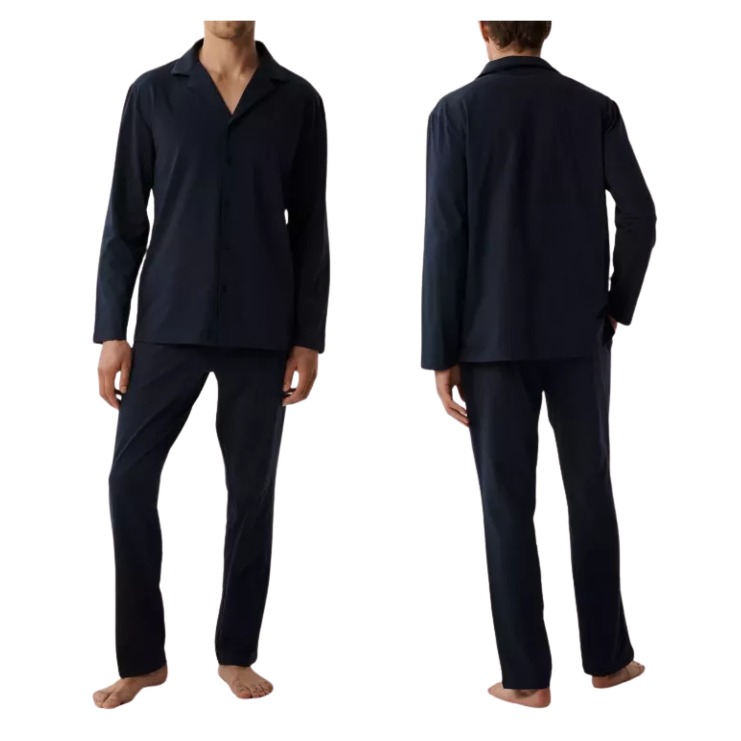 Piżama męska Atlantic BNMP-001-GRANATOWY długa rozpinana