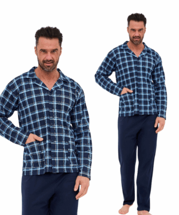 Piżama męska Cornette 114/81 długa rozpinana granatowa bawełniana