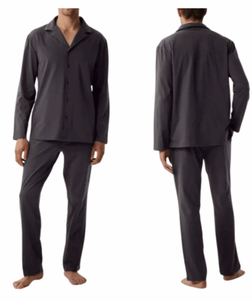 Piżama męska Atlantic BNMP-001-SZARY CIEMNY długa rozpinana