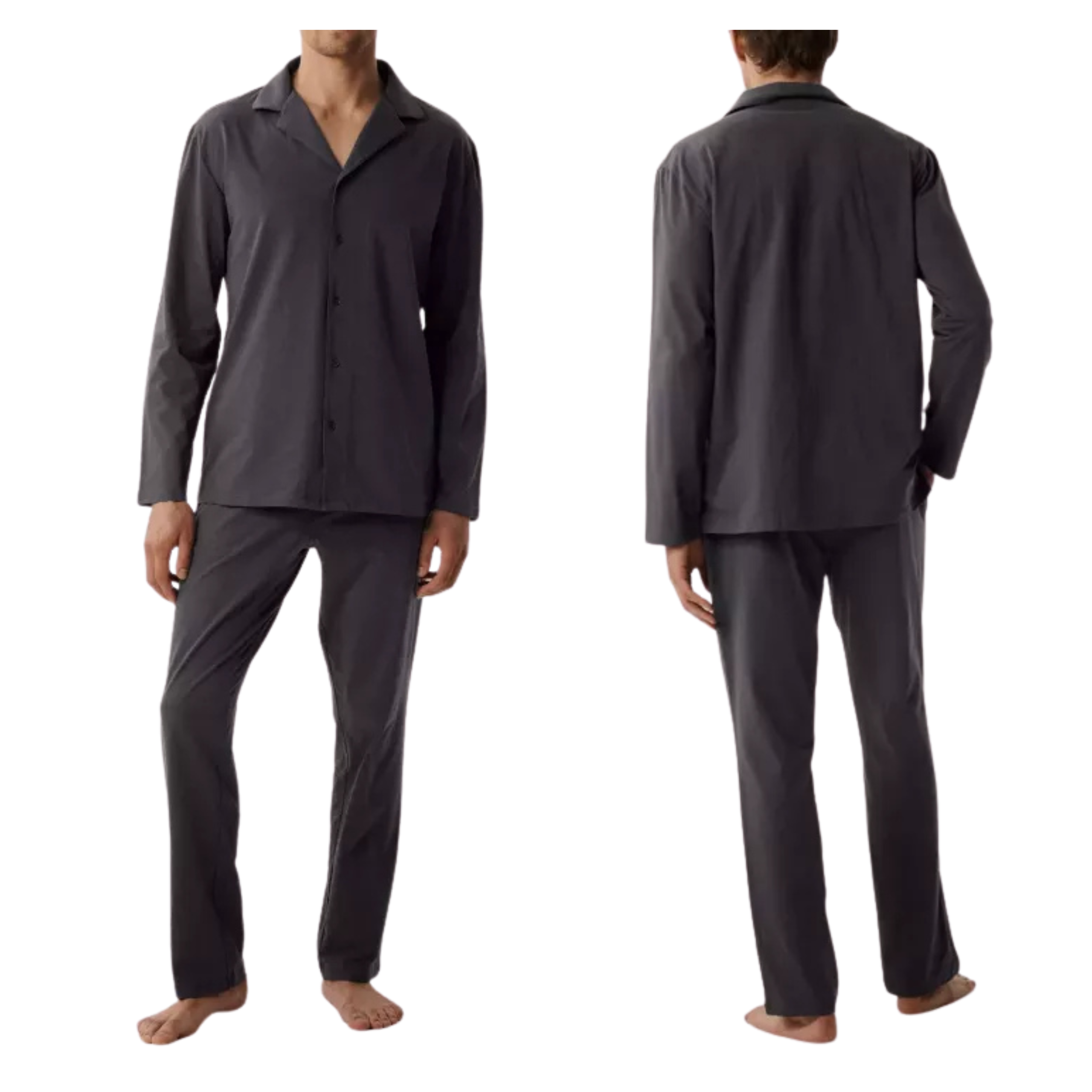 Piżama męska Atlantic BNMP-001-SZARY CIEMNY długa rozpinana