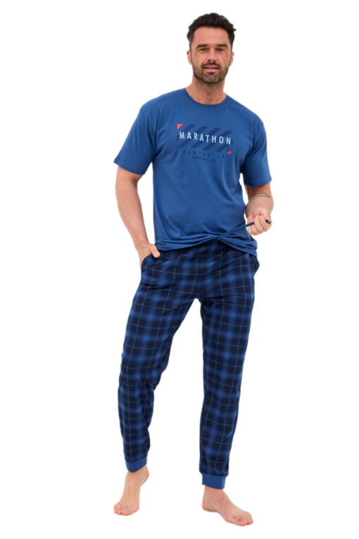 Piżama męska Cornette 462/302 Marathon 2 jeans krótka bawełna - obrazek 3