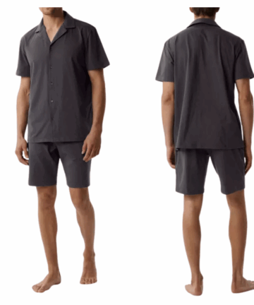 Piżama męska Atlantic BNMP-003-SZARY CIEMNY krótka rozpinana