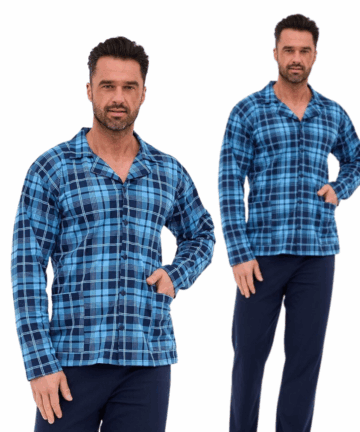 Piżama męska Cornette 114/82 długa rozpinana granatowa bawełna