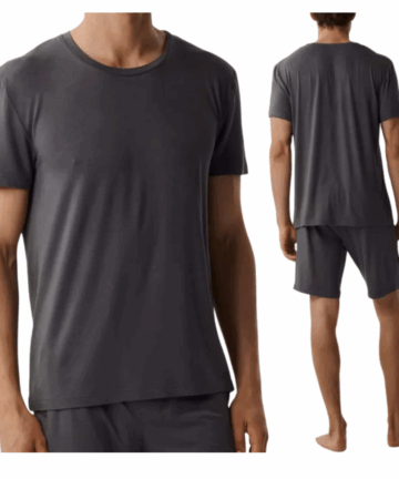 Piżama męska Atlantic BNMP-005-SZARY MELANŻ CIEMNY krótka wiskoza