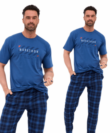 Piżama męska Cornette 462/302 Marathon 2 jeans krótka bawełna