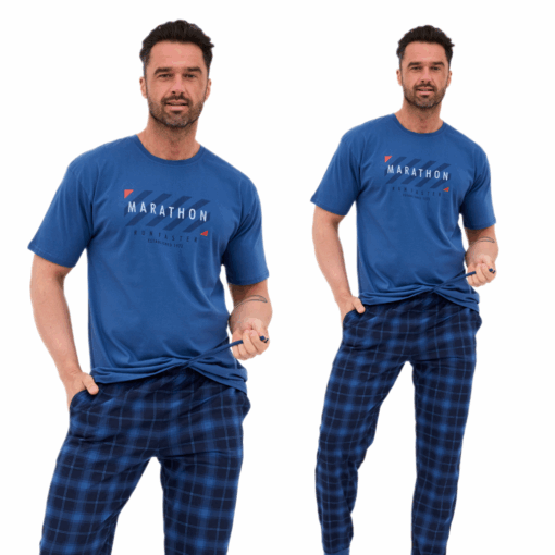 Piżama męska Cornette 462/302 Marathon 2 jeans krótka bawełna