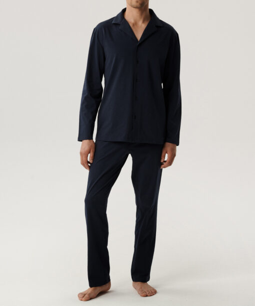 Piżama męska Atlantic BNMP-001-GRANATOWY długa rozpinana - obrazek 3