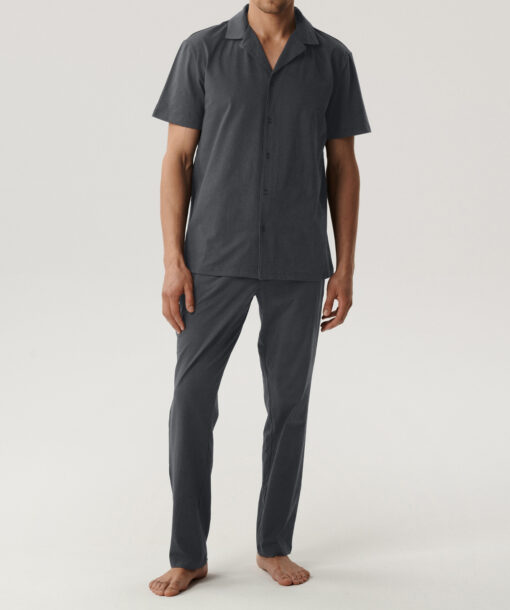 Piżama męska Atlantic BNMP-002-SZARY krótki rękaw długie spodnie zapinana - obrazek 3