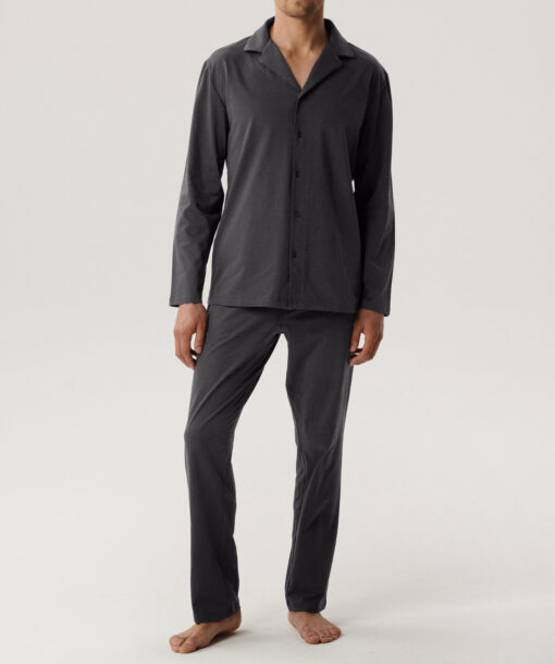 Piżama męska Atlantic BNMP-001-SZARY CIEMNY długa rozpinana - obrazek 3