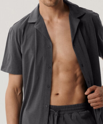 Alternative view of Piżama męska Atlantic BNMP-002-SZARY krótki rękaw długie spodnie zapinana