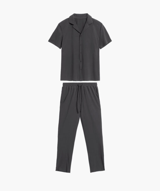 Piżama męska Atlantic BNMP-002-SZARY krótki rękaw długie spodnie zapinana - obrazek 5