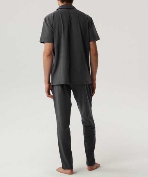 Piżama męska Atlantic BNMP-002-SZARY krótki rękaw długie spodnie zapinana - obrazek 4