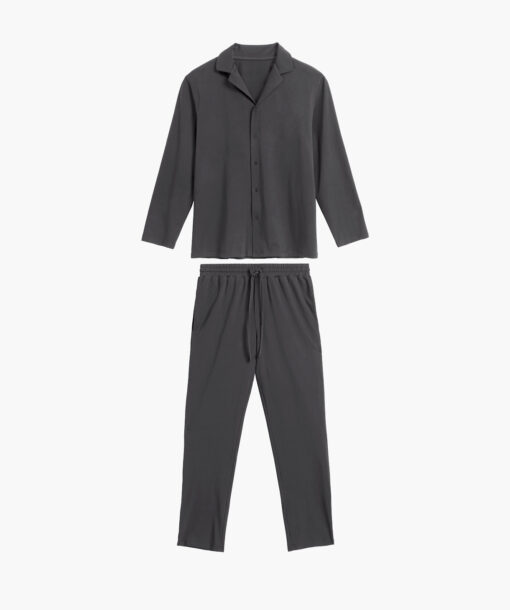 Piżama męska Atlantic BNMP-001-SZARY CIEMNY długa rozpinana - obrazek 5