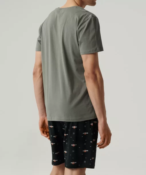 Piżama męska Atlantic NMP-384-KHAJ/CZA bawełniana krótka - obrazek 3