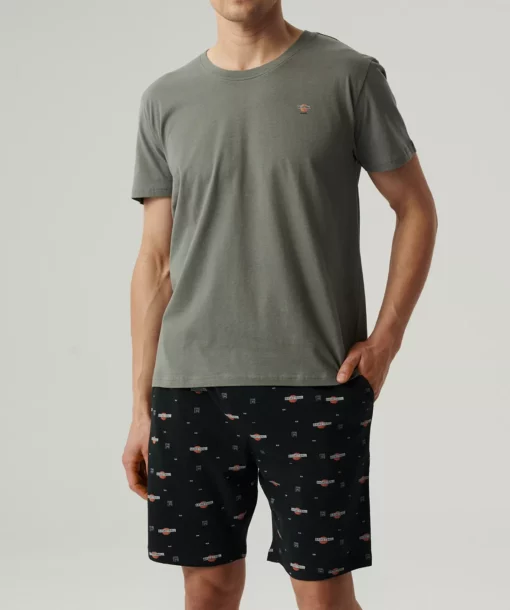 Piżama męska Atlantic NMP-384-KHAJ/CZA bawełniana krótka - obrazek 2