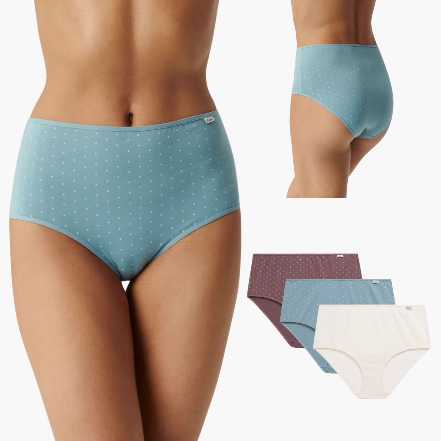 3-PACK Figi damskie Atlantic Maxi 3LP-223-ROSJ/ECR/SZG bawełniane WYPRZEDAŻ