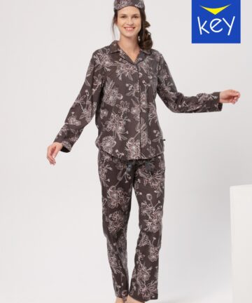 Piżama damska KEY poliester LNS-817 B24 XXL-4XL brąz