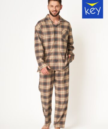 Piżama męska KEY bawełniana MNS-402 B24 3XL-4XL beż
