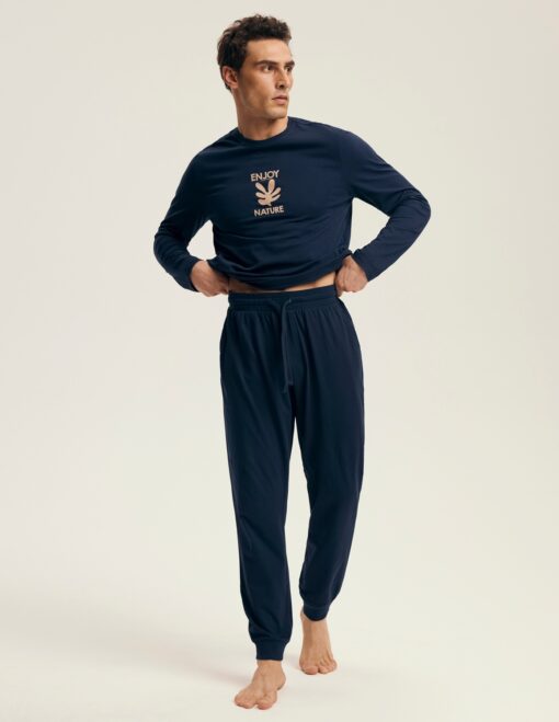 Piżama męska Henderson 43467 Level 59X navy długa bawełna - obrazek 3