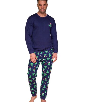 Piżama męska Cornette 115/283 Christmas Tree granatowy WYPRZEDAŻ