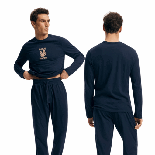 Piżama męska Henderson 43467 Level 59X navy długa bawełna - obrazek 4