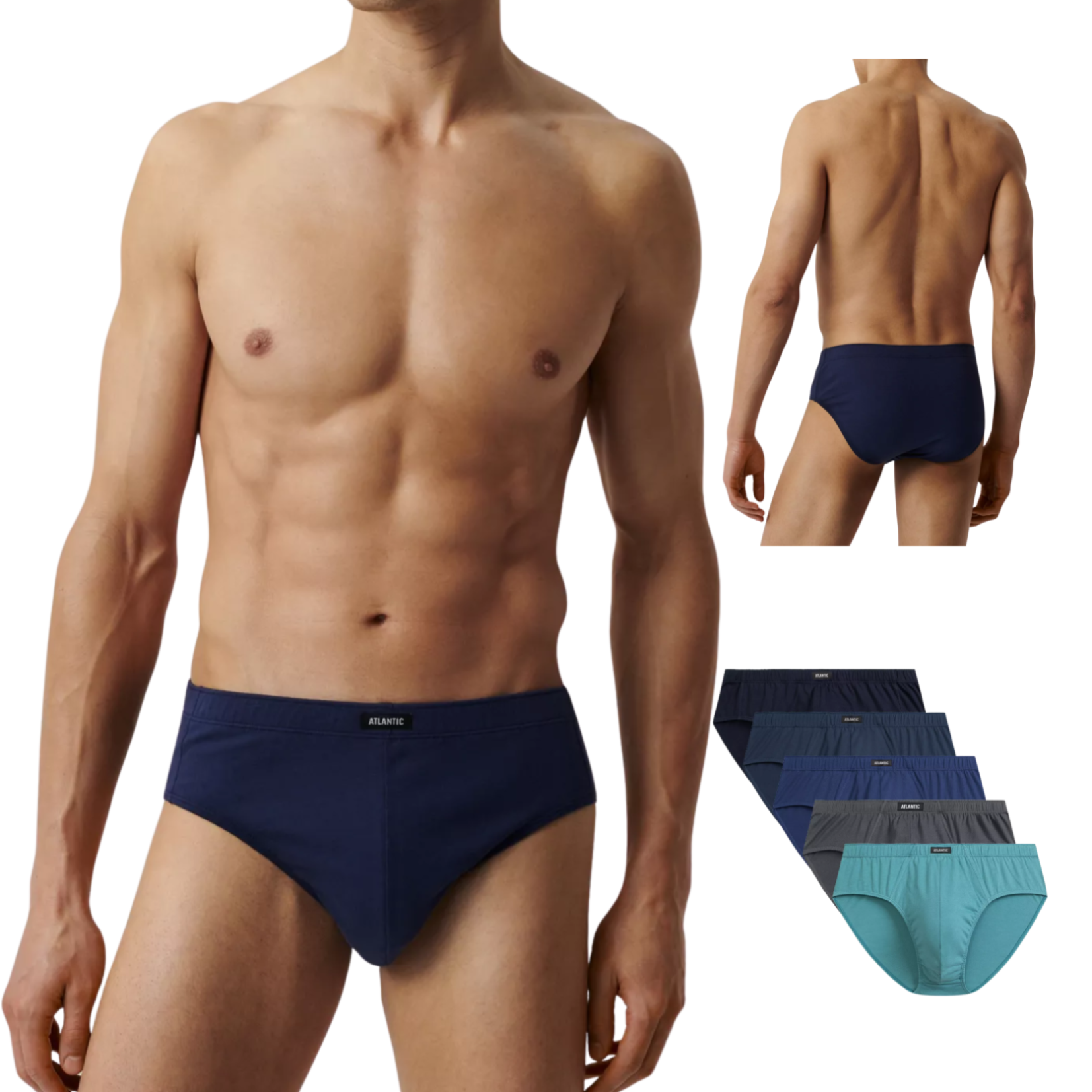 5-PACK Slipy męskie Atlantic Classic 5SMP-003- GRA/NIEC/ZIEJ/IND/NIEC WYPRZEDAŻ