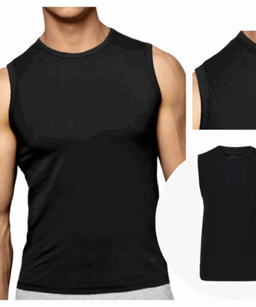 Podkoszulek męski Atlantic BMV-047 czarny bawełniany WYPRZEDAŻ