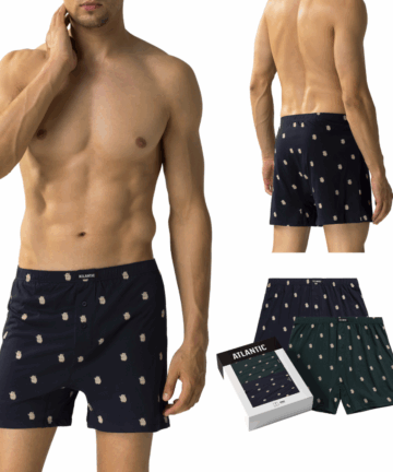 Bokserki luźne Atlantic 2MBH-003-GRA/SZG, 2-pak, granatowe/szmaragdowe WYPRZEDAŻ