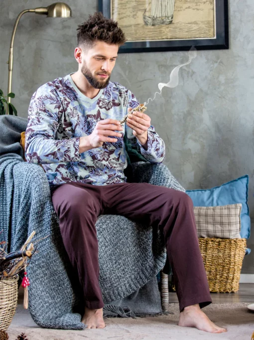 Piżama męska KEY bawełniana MNS-511 B22 brąz - obrazek 5