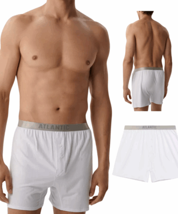 Bokserki męskie Atlantic luźne bawełna PIMA BMB-005 biały WYPRZEDAŻ